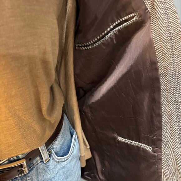 Vintage Witty Brothers herringbone wool blazer, brown and cream, men’s size 42 - Picture 7 of 7